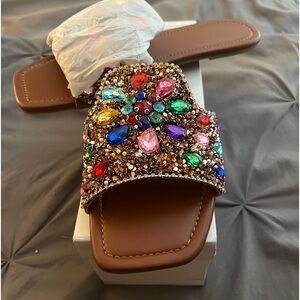 Women's multi color jeweled sandal size 9
